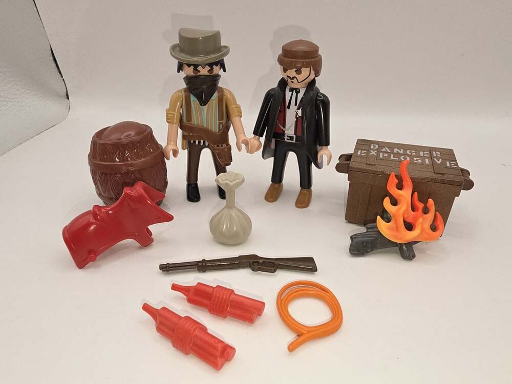 Playmobil 5608 Western Cowboy Robber Campfire Weapons TNT Accessories